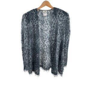 Joseph Ribkoff Gray Leopard Print Textured Open Cardigan Jacket Size 16
